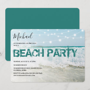 Convite de Aniversário de Festa de Praia Elegante
