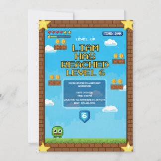 Convite de Aniversário de Festa de Vídeo Game com