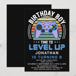 Convite de Aniversário de Festa de Video Game Leve