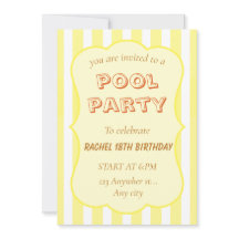 Convite de Aniversário de Festa na Piscina com Fai