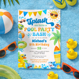 Convite de Aniversário de Festa na Piscina para Me