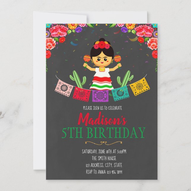 Convite de aniversário de fiesta (Frente)