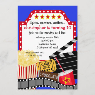 Convite de aniversário de filmes