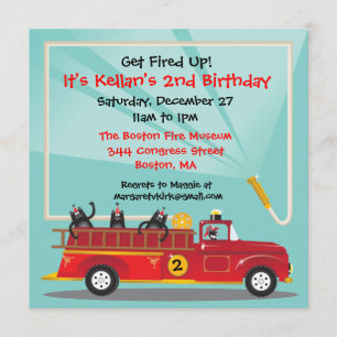 Convite de aniversário de Firecaminhão de Kitty 