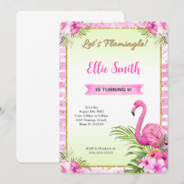 Convite de Aniversário de Flamingo de Cor da Água