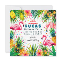 Convite de Aniversário de Flamingo – Personalizado