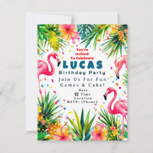 Convite de Aniversário de Flamingo – Personalizado