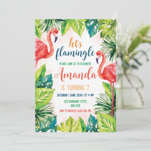 Convite de Aniversário de Flamingo Vamos Flamingle
