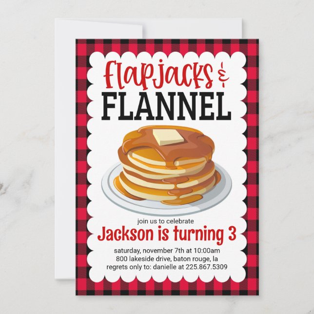 Convite de Aniversário de Flapjacks e Flannel Panc (Frente)