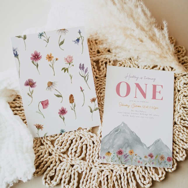 Convite de aniversário de flor selvagem de montanh (Criador carregado)