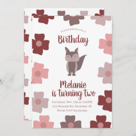 Convite de aniversário de Flores de Raposa