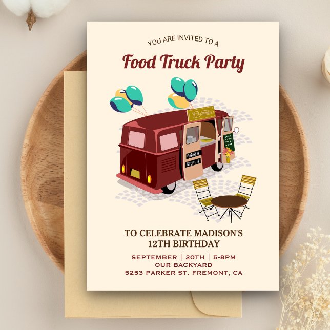 Convite de Aniversário de Food Truck (Criador carregado)