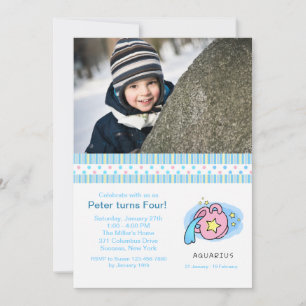 Convite de aniversário de Foto de Aquarius