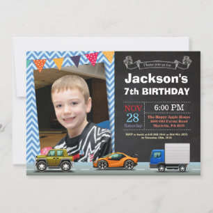 Convite de Aniversário de Foto de Carro de Transpo