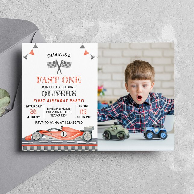 Convite de Aniversário de Foto de Carro Rápido de  (Criador carregado)