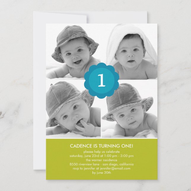 Convite De Aniversário De Foto De Colagem Doce (Frente)