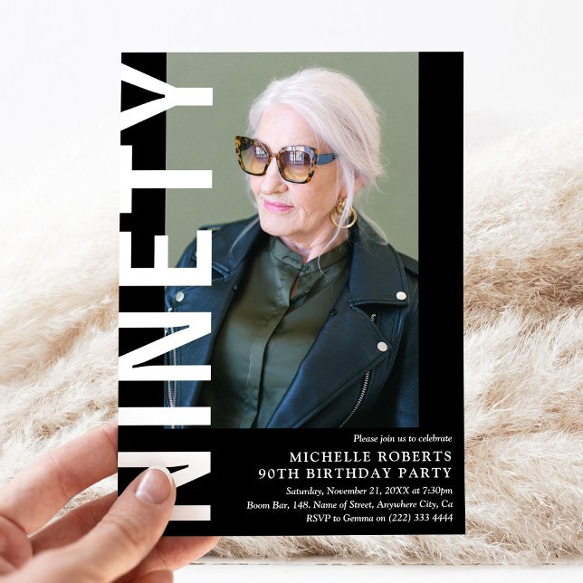 Convite de aniversário de Foto do Modern NINETY (Criador carregado)