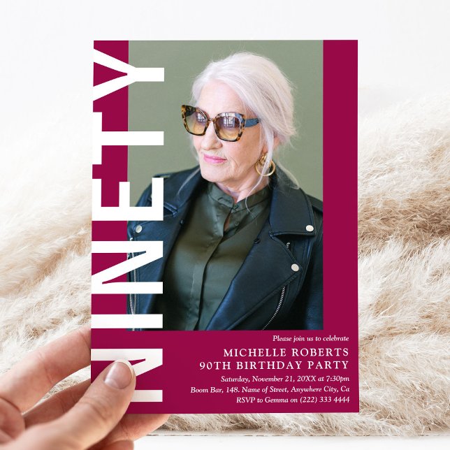 Convite de aniversário de Foto do Modern NINETY (Criador carregado)