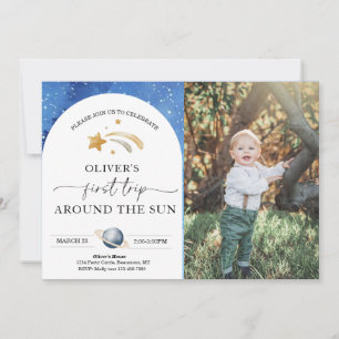 Convite de Aniversário de Foto Espacial   Primeira