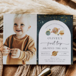 Convite de Aniversário de Foto Espacial | Primeira