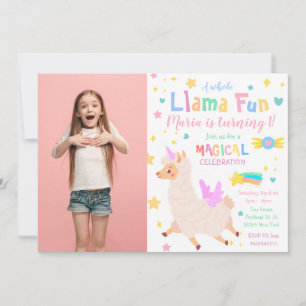 Convite de Aniversário de Foto Mágica Llamacorn