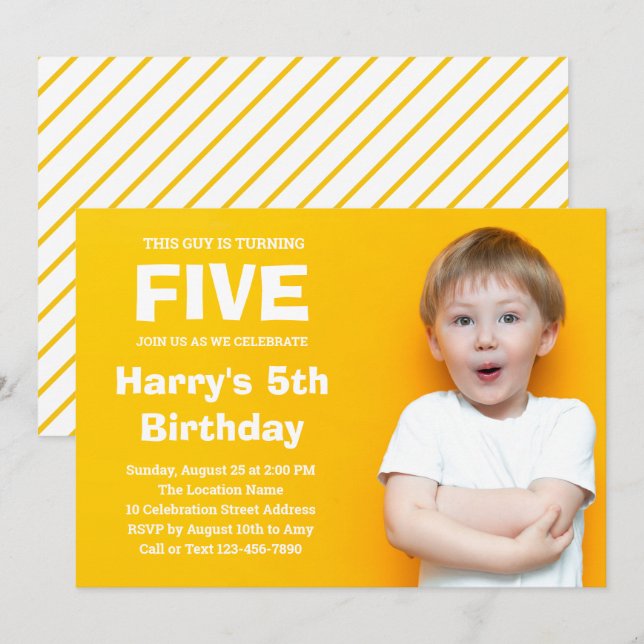 Convite de Aniversário de Foto Personalizado (Frente/Verso)