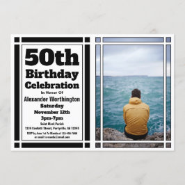 Convite de aniversário de Fotografia 50th Preto