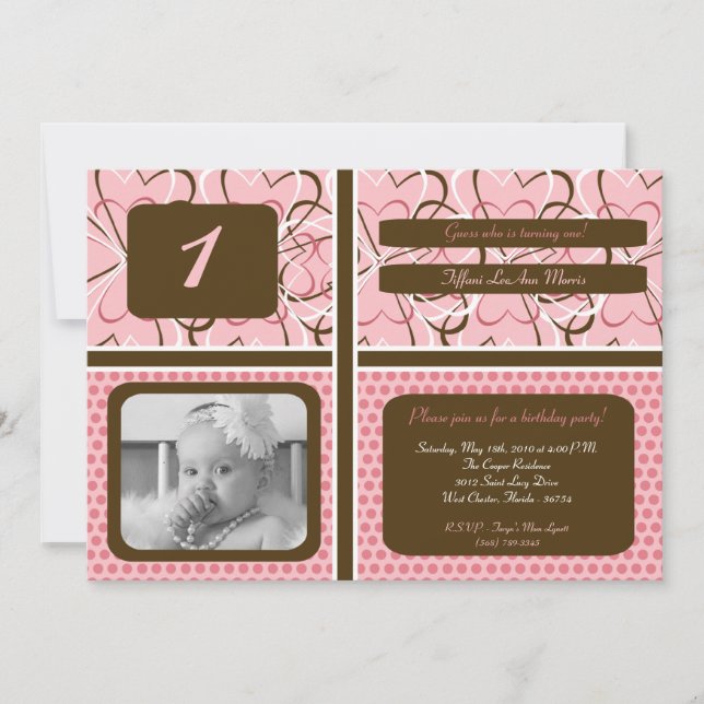 Convite de aniversário de Fotografia do Heart Polk (Frente)