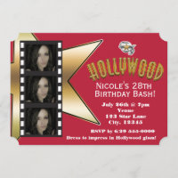 Convite de aniversário de Fotografia Hollywood RED