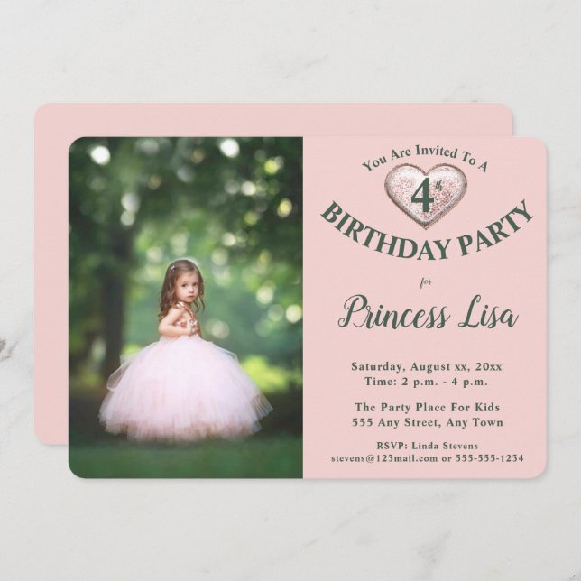 Convite de aniversário de Fotografias da Criança - (Frente/Verso)