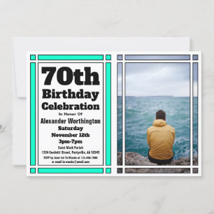Convite de aniversário de Fotografias de 70 Teal