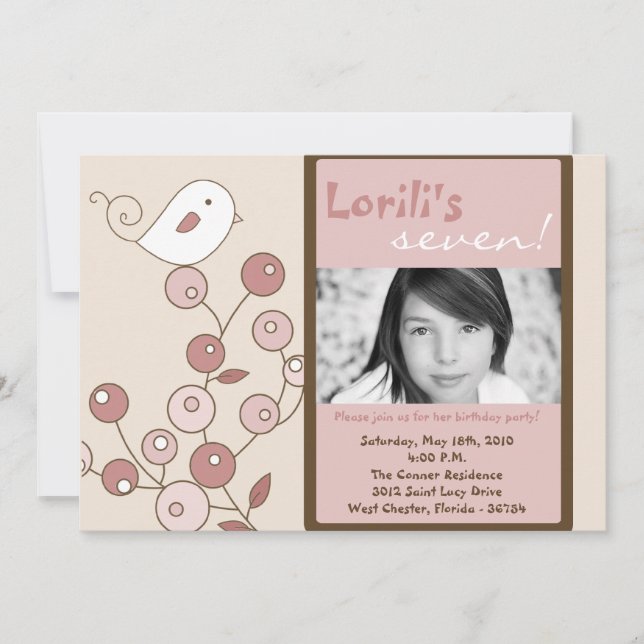 Convite de aniversário de Fotografias de Pássaro R (Frente)
