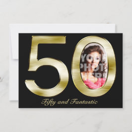 Convite de aniversário de Fotografias Dourado 50ª