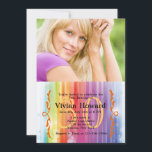 Convite de aniversário de Fotografias Sem Carreira<br><div class="desc">Um convite divertido com um arco-íris de cores, bolhas e designs elegantes florescentes. Adequado para qualquer idade. O cartão é fácil de personalizar com seu texto, fonte, cor da fonte e escolha de seis tipos de papel. Não exatamente o que você está procurando? Todos os nossos produtos podem ser personalizados...</div>