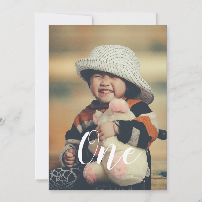 Convite de aniversário de Fotos de Script Elegante (Frente)