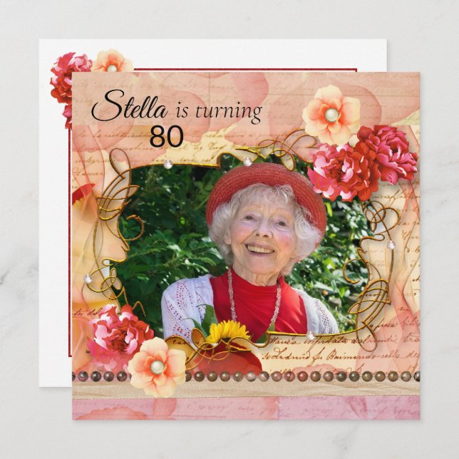 Convite de aniversário de Fotos do Chique (Frente/Verso)