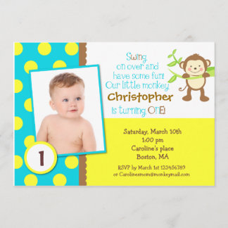 Convite de aniversário de Fotos do Macaco do Mod