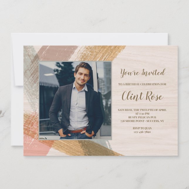 Convite de aniversário de Fotos do Pincel (Frente)