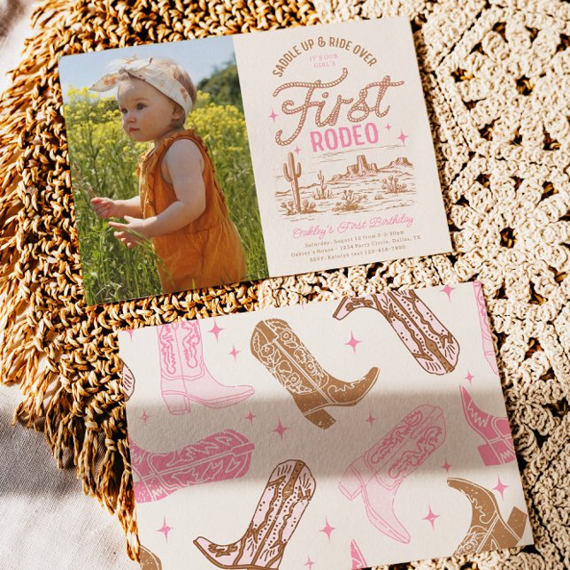 Convite de aniversário de fotos do Rodeo da Menina (Criador carregado)