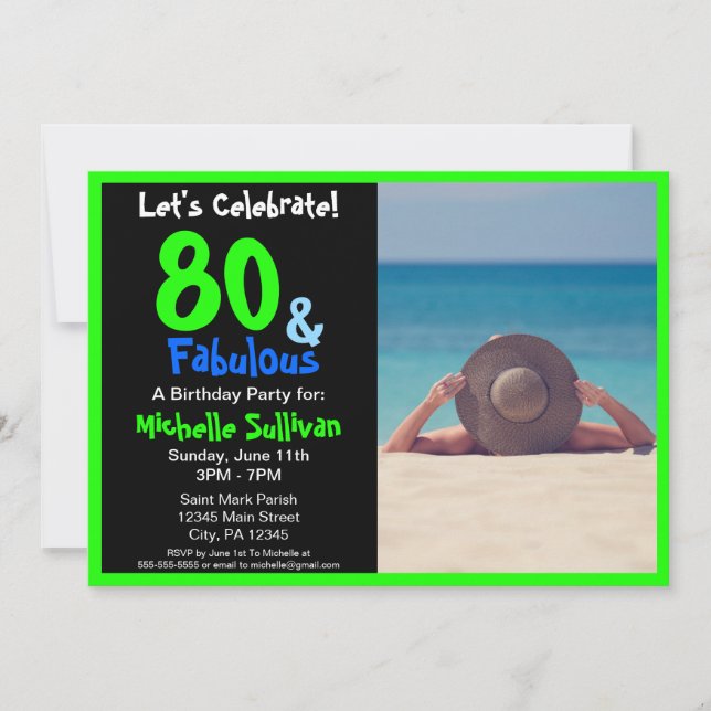 Convite de aniversário de fotos tropicais fabuloso (Frente)