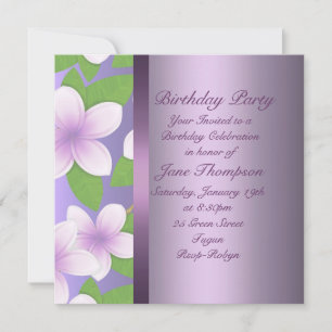 Convite de Aniversário de Frangipani Roxo