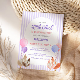 Convite de Aniversário de Frango Roxo Pastel
