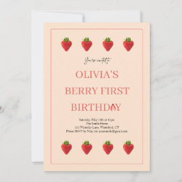 Convite de aniversário de Fruta de Berry de Strawb