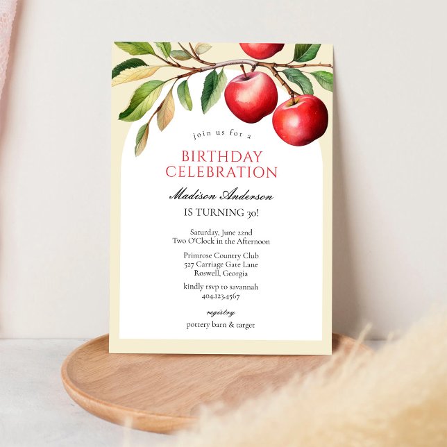 Convite de Aniversário de Frutas Maçã (Criador carregado)