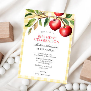 Convite de Aniversário de Frutas Maçã