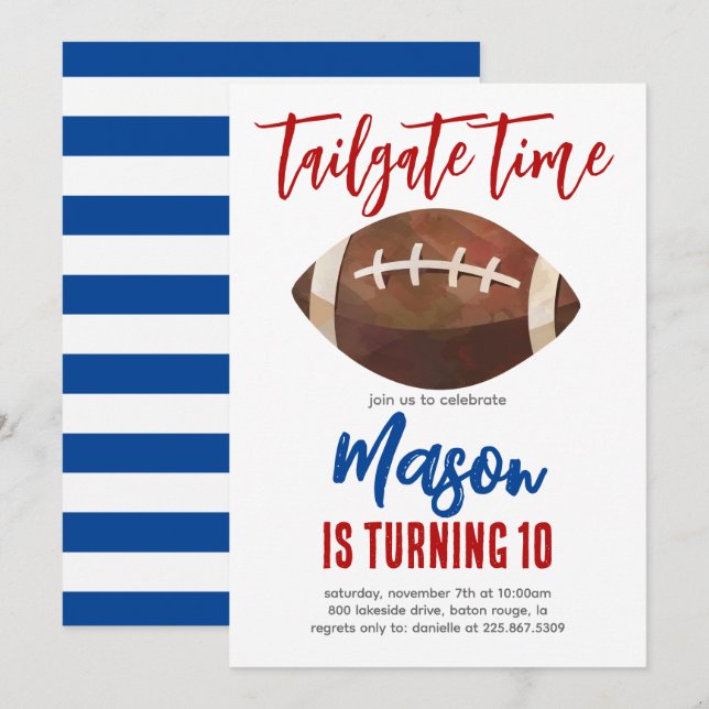 Convite de aniversário de futebol (Frente/Verso)