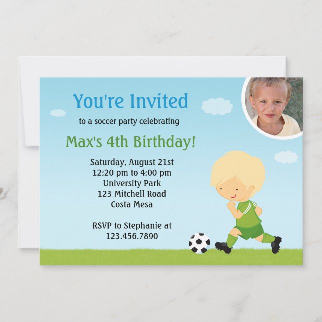 Convite de aniversário de futebol (Frente)