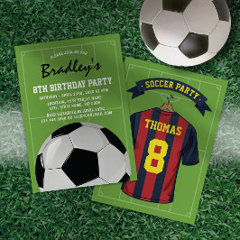 Convite de Aniversário de Futebol Burgundy Blue