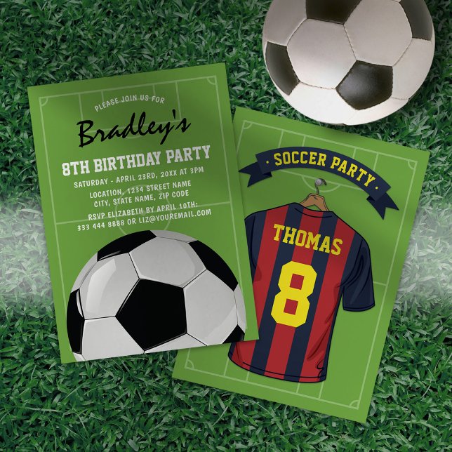 Convite de Aniversário de Futebol Burgundy Blue (Criador carregado)
