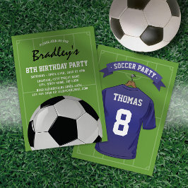 Convite de Aniversário de Futebol Camisa Azul Pers